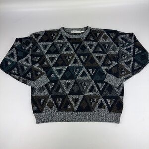 Vintage Michael Gerald Mens Size M Grandpa Sweater Geometric Crewneck